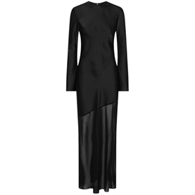 Rotate Maxi LS Slit Kjole, Sort